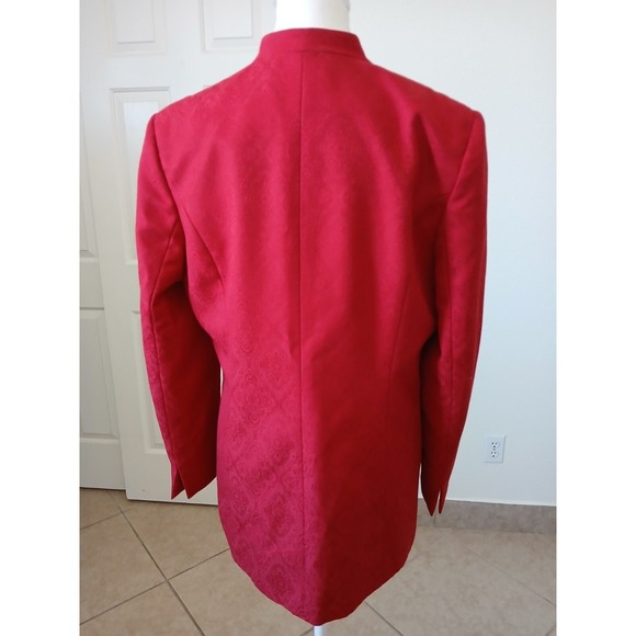 Vtg Laura Scott Womens red blazer with a floral pattern 12 Buttons Old Money - Picture 4 of 16